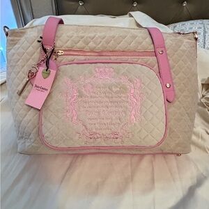 Juicy Couture Pink & Cream Quilted Tote Bag
